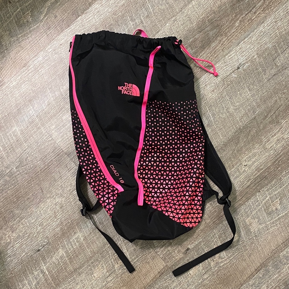 The North Face Black and Pink Geometric Backpack